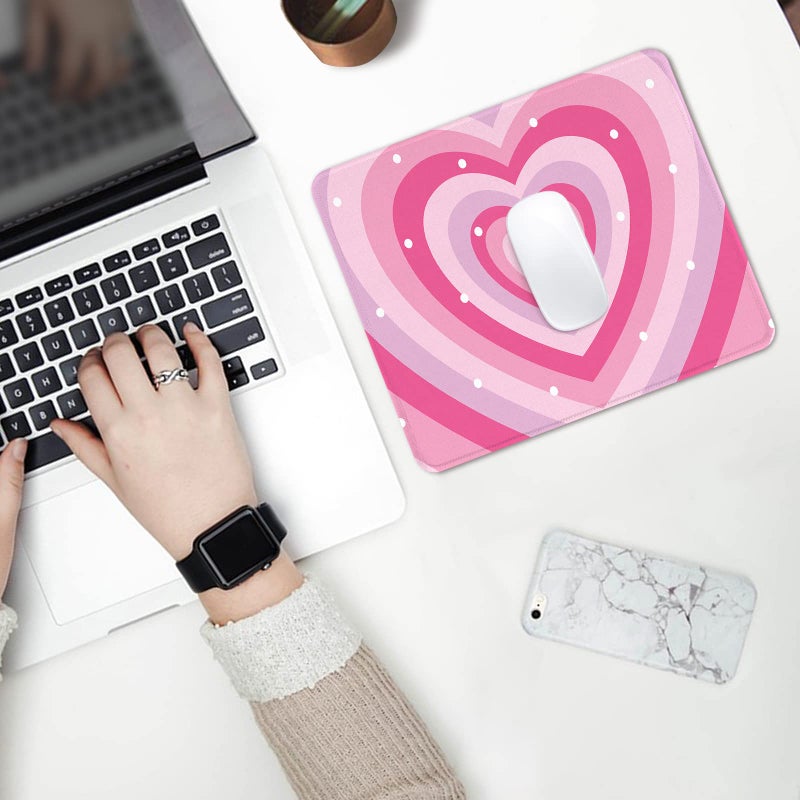 Seorsok Pink Heart Mouse Pad Mouse Mat Square Waterproof Mouse Pad Non-Slip Rubber Base Mouse Pads for Office Laptop 9.5""x7.8""x0.12"" Inch - Image 4